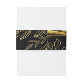 Elegant Black Gold Floral | Leaf Design Wedding 招待状ベリーバンド (裏面例)