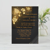 Elegant Black & Gold Floral Wedding Invitation 招待状 (スタンド正面)