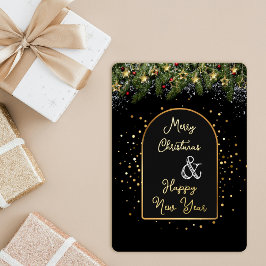 Elegant Black Gold Foil Christmas New Year  箔シーズンカード