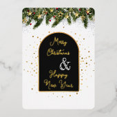 Elegant Black Gold Foil Christmas New Year 箔シーズンカード (正面)