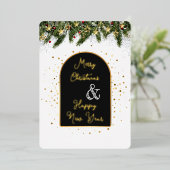 Elegant Black Gold Foil Christmas New Year 箔シーズンカード (立ち正面)