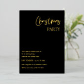 Elegant Black & Gold Foil Christmas Party 箔招待状 (立ち正面)