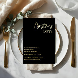 Elegant Black & Gold Foil Christmas Party 箔招待状
