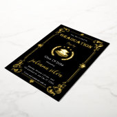 Elegant Black & Gold Foil Graduation Invitation 箔招待状 (回転した状態)