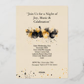 Elegant Black & Gold Foil New Year Invitation 箔シーズンカード (裏面)