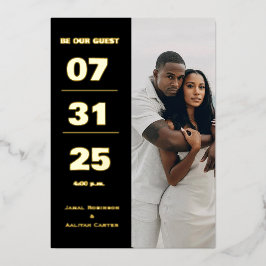 Elegant Black & Gold Foil Wedding Invitation 箔招待状