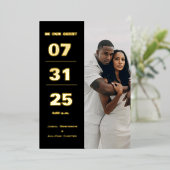 Elegant Black & Gold Foil Wedding Invitation 箔招待状 (立ち正面)