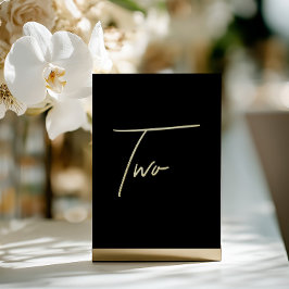 Elegant Black & Gold Foil Wedding Table Number 箔シーズンカード