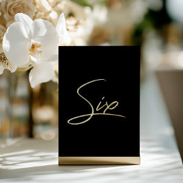 Elegant Black & Gold Foil Wedding Table Number 箔シーズンカード