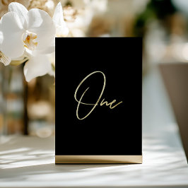Elegant Black & Gold Foil Wedding Table Number 箔シーズンカード