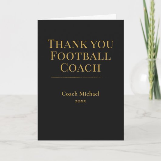 Elegant Black Gold Football Coach Team  サンキューカード (正面)