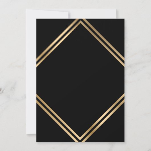 Elegant Black Gold Geometric Wedding 招待状 (裏面)