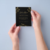 Elegant Black & Gold Glam Botanical Salon チラシ (手)
