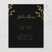 Elegant Black & Gold Glam Botanical Salon チラシ (裏面)