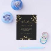 Elegant Black & Gold Glam Botanical Salon チラシ (シングル)