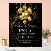 Elegant Black Gold Glitter Christmas Party  アクリルサイン (ウェディング)
