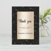 Elegant black gold glitter confetti Thank You  招待状 (スタンド正面)