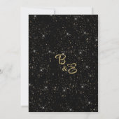 Elegant black gold glitter confetti Thank You  招待状 (裏面)