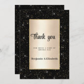 Elegant black gold glitter confetti Thank You  招待状 (正面/裏面)