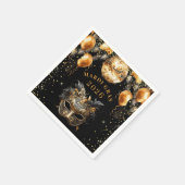 Elegant Black Gold Glitter Mardi Gras 2026 スタンダードカクテルナプキン (角)