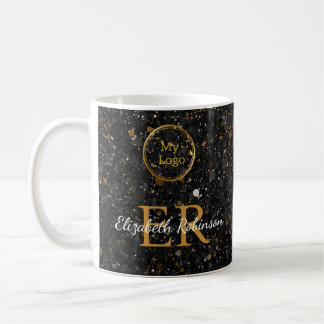 Elegant Black gold glitter modern business logo コーヒーマグカップ