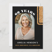 Elegant Black Gold Glitter Photo 60th Birthday 招待状 (正面)