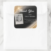 Elegant Black Gold Glitter Photo Birthday スクエアシール (バッグ)