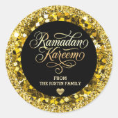 Elegant BLACK Gold Glitter Ramadan  ラウンドシール (正面)