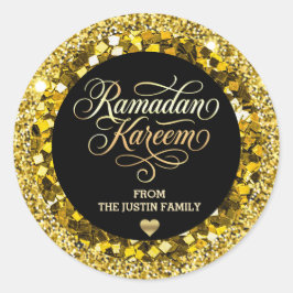 Elegant BLACK Gold Glitter Ramadan  ラウンドシール