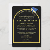 Elegant Black & Gold Graduate Celebration Invite | 招待状 (正面)