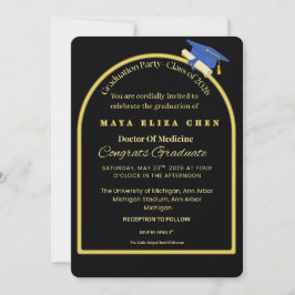 Elegant Black & Gold Graduate Celebration Invite | 招待状