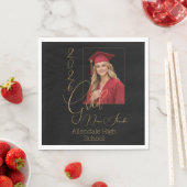 Elegant Black & Gold Graduation スタンダードランチョンナプキン (インサイチュ)