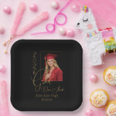 Elegant Black & Gold Graduation ペーパープレート (パーティー)