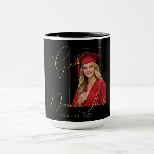 Elegant Black & Gold Graduation  マグカップ (中央)