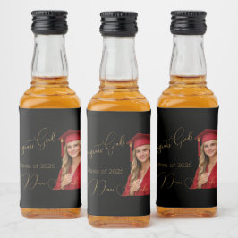 Elegant Black & Gold Graduation リキュールボトルラベル