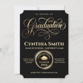 Elegant Black & Gold Graduation  招待状 (正面)