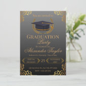 Elegant Black & Gold Graduation 招待状 (スタンド正面)