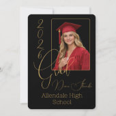 Elegant Black & Gold Graduation Invitation 招待状 (正面)