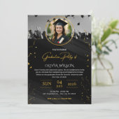 Elegant Black & Gold Graduation Party 招待状 (スタンド正面)