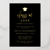 Elegant Black & Gold Graduation Party Invitation 箔シーズンカード (正面)