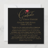 Elegant Black & Gold Graduation Thank You Card サンキューカード (裏面)