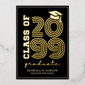 Elegant Black Gold Graduation YY Announcement 箔招待状 (正面)