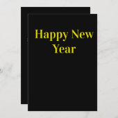 Elegant Black & Gold Happy New Year Greeting Card 招待状 (正面/裏面)