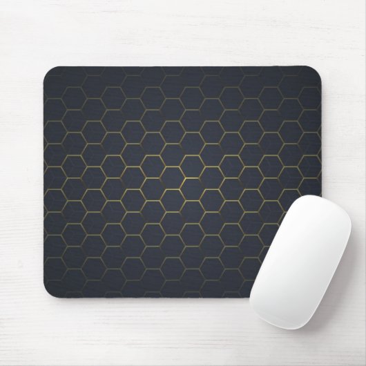 Elegant Black Gold Hexagonal Pattern マウスパッド (マウス)