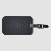 Elegant Black Gold Hexagonal Pattern Luggage Tag ラゲッジタグ (正面横)
