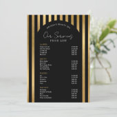 Elegant Black & Gold Lashes Hair Spa Price List (スタンド正面)