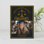 Elegant Black Gold Law School Graduation Photo 案内状 (スタンド正面)
