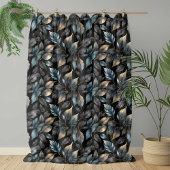 Elegant Black & Gold Leaf Botanical Throw Blanket フリースブランケット