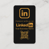 Elegant Black Gold LinkedIn QR Code 名刺 (正面)