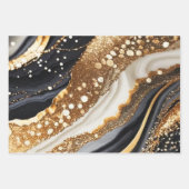 Elegant Black Gold Marble Glitter Abstract Art ラッピングペーパーシート (正面2)